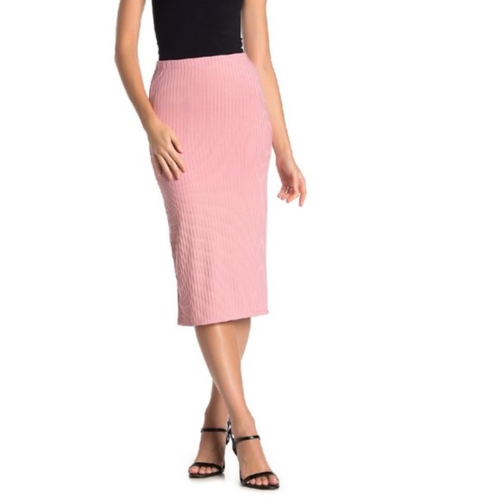 Velvet Torch Ribbed Knit Side Slit Skirt